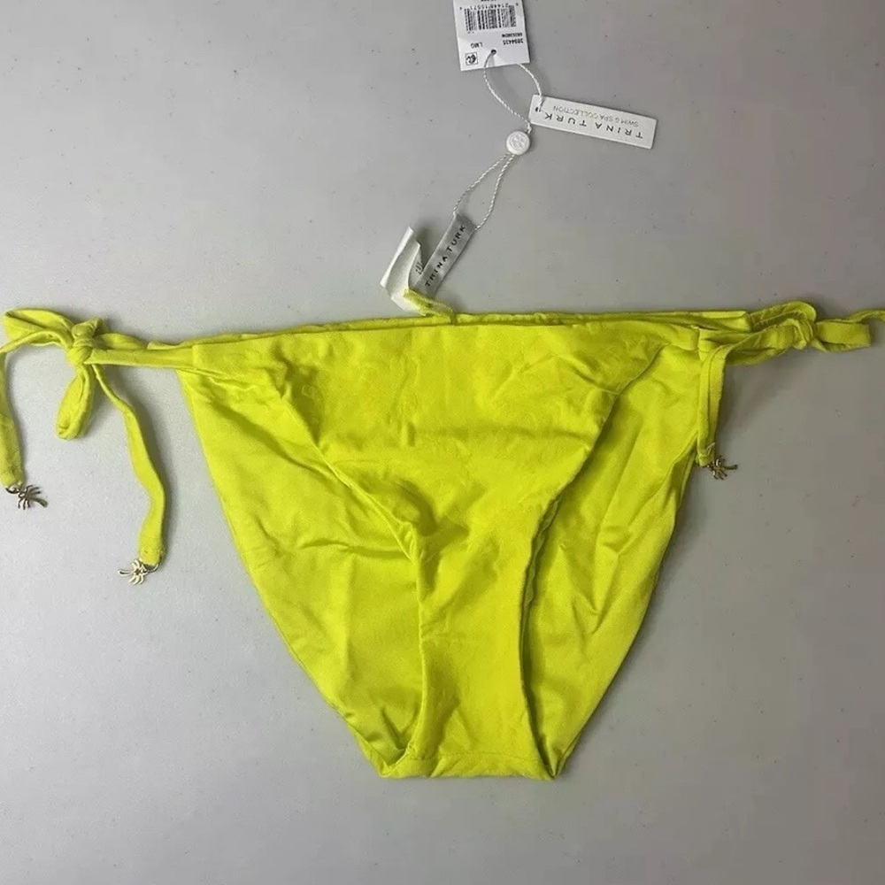 Trina Turk Sway Palm Tree Jacquard Side Tie Bottom Lemongrass 12, 14 NWT